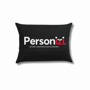 Almofada preta 30x40cm personalizada com logo. Brinde elegante, confortável e funcional para eventos e ações promocionais.