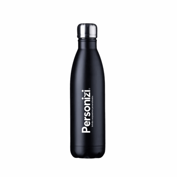 Garrafa squeeze inox 750ml personalizada com logo. Brinde resistente e sofisticado para ações promocionais e eventos corporativos.