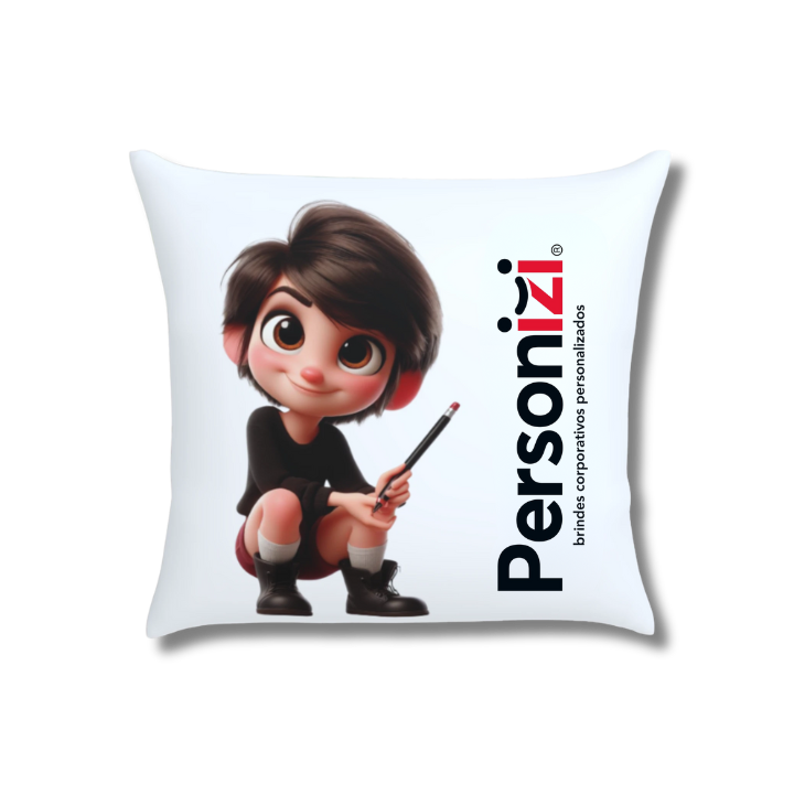 Capa de almofada 40x40cm personalizada com logo. Brinde leve, funcional e de alto impacto visual para ações promocionais e eventos.