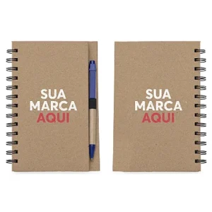 Bloco de Anotações Ecológico 12x18cm com Caneta e Autoadesivos Personalizado Azul | Personalizado com Logo | Personizi