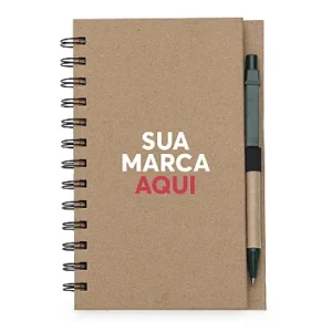 Bloco de Anotações Ecológico 12x18cm com Caneta e Autoadesivos Personalizado Verde | Personalizado com Logo | Personizi