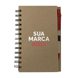 Bloco de Anotações Ecológico 12x18cm com Caneta e Autoadesivos Personalizado Vermelho | Personalizado com Logo | Personizi