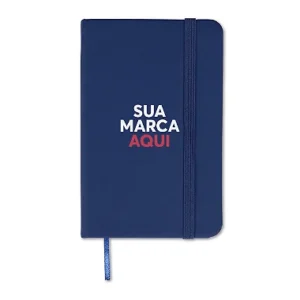 Caderneta Emborrachada Com Elastico 9x14cm Personalizado Azul