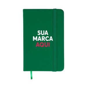 Caderneta Emborrachada com Elástico 9x14cm Personalizado - Verde Escuro