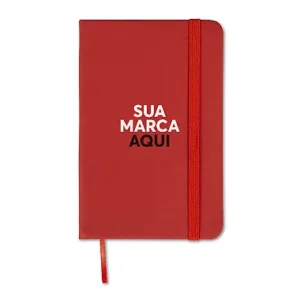 Caderneta Emborrachada Com Elastico 9x14cm Personalizado Vermelho