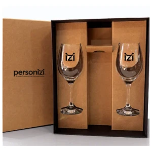 Caixa para Vinho e 2 Taças Personalizada