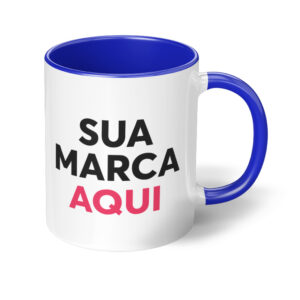 Caneca com Interior e Alça Coloridos Personalizada - 325ml - Azul