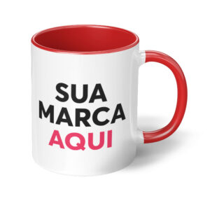Caneca Com Interior E Alca Coloridos Personalizada 325ml Laranja 3