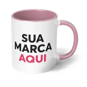 Caneca Com Interior E Alca Coloridos Personalizada 325ml Rosa Claro