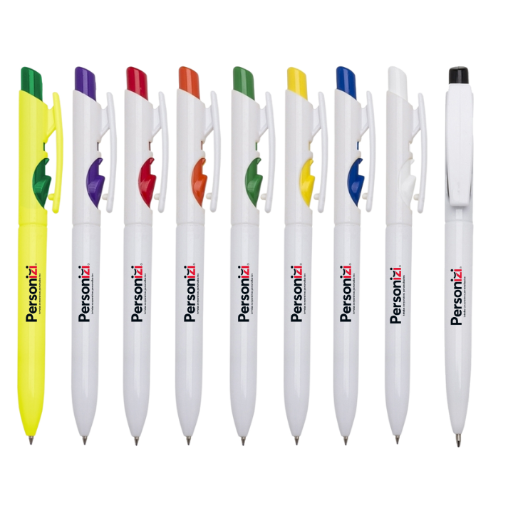 Caneta esferográfica personalizada com logo. Brindes personalizados práticos e acessíveis para eventos, feiras e ações corporativas.