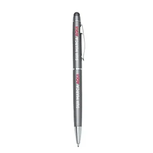 Caneta Semimetal Com Ponta Touch Personalizada Cinza Escuro