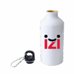Squeeze mosquetão 500ml de alumínio com personalização por sublimação. Brinde leve, funcional e ideal para campanhas promocionais e eventos corporativos.