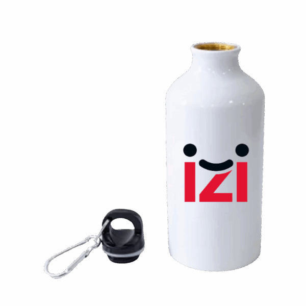 Squeeze mosquetão 500ml de alumínio com personalização por sublimação. Brinde leve, funcional e ideal para campanhas promocionais e eventos corporativos.