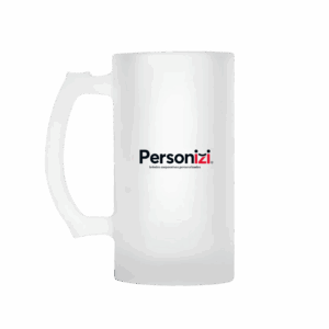 Caneca de chopp jateada personalizada 475ml. Brinde sofisticado e durável para ações corporativas e eventos especiais.