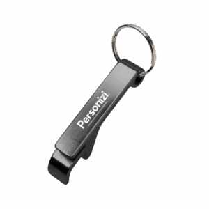Chaveiro abridor de garrafas de metal personalizado — brinde útil e elegante para eventos, campanhas promocionais e ações corporativas.