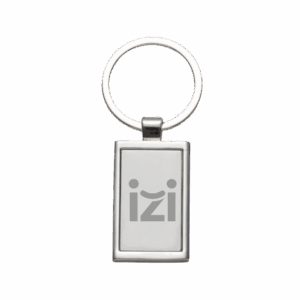 Chaveiro retangular de metal personalizado com logo — brinde elegante, resistente e ideal para eventos corporativos e ações promocionais.