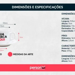 Xícara Personalizada De Porcelana Com Pires 180ml