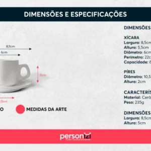 Xícara Personalizada De Porcelana Com Pires 80ml