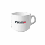 Xícara de porcelana 180ml com logo. Brinde personalizado ideal para ações promocionais, eventos corporativos e kits institucionais.