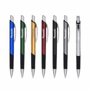 Caneta metal quadrada emborrachada com gravação personalizada. Ideal como brindes corporativos para ações promocionais e eventos.