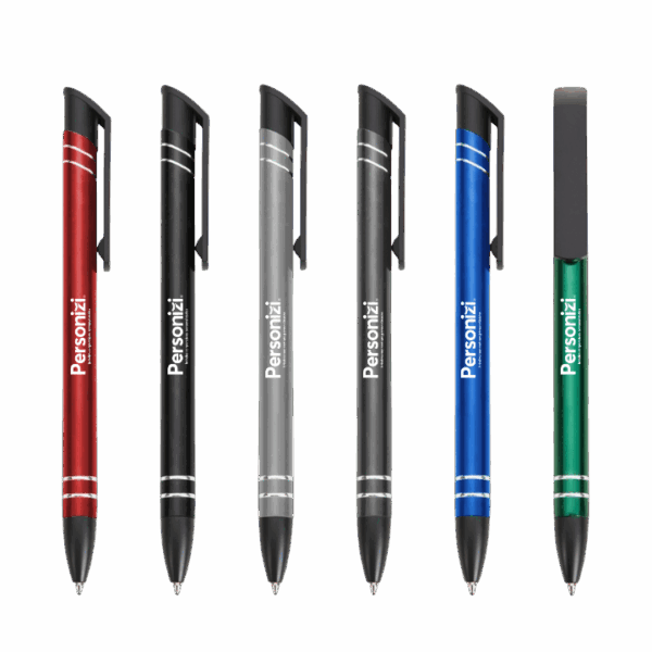 Caneta semimetal Mod.1 personalizada com logo. Brinde funcional, leve e moderno para eventos corporativos e ações promocionais.