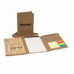 Kit ecológico para anotações 21x15cm ideal como brindes personalizados sustentáveis para ações promocionais e eventos corporativos.