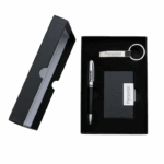 Kit executivo 3 peças personalizado com logo — brinde sofisticado e funcional para ações promocionais e eventos corporativos.