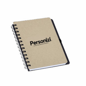 Caderneta kraft 17x14cm com porta caneta – brindes personalizados ideais para ações corporativas e eventos sustentáveis.