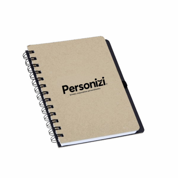 Caderneta kraft 17x14cm com porta caneta – brindes personalizados ideais para ações corporativas e eventos sustentáveis.