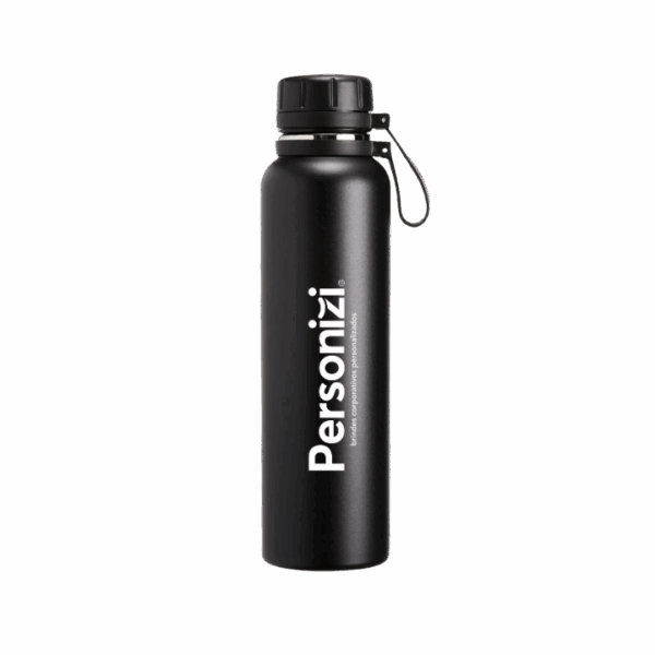 Garrafa térmica inox 1L com alça e personalização. Kit com 10 unidades ideal como brinde corporativo para eventos, ações e campanhas institucionais.
