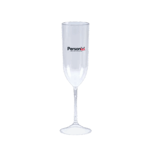Taça de champanhe acrílica personalizada — brinde elegante e funcional para eventos, ações promocionais e celebrações corporativas.