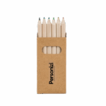 Caixa cartão com 6 mini lápis de cor personalizada – brindes personalizados criativos e ecológicos para ações promocionais e eventos.