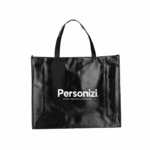 Sacola TNT metalizada 40x50cm personalizada com logo. Brinde resistente e visualmente marcante para eventos e campanhas promocionais.