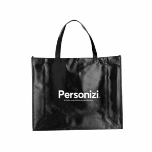 Sacola TNT metalizada 40x50cm personalizada com logo. Brinde resistente e visualmente marcante para eventos e campanhas promocionais.