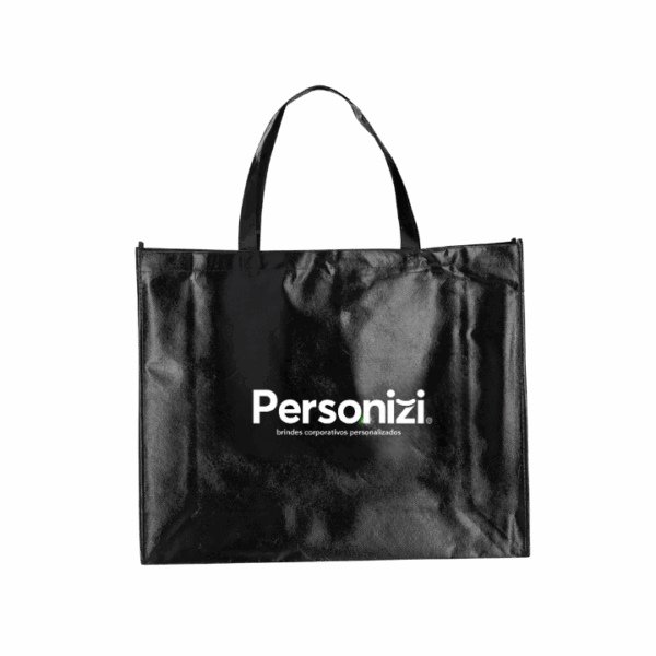 Sacola TNT metalizada 40x50cm personalizada com logo. Brinde resistente e visualmente marcante para eventos e campanhas promocionais.