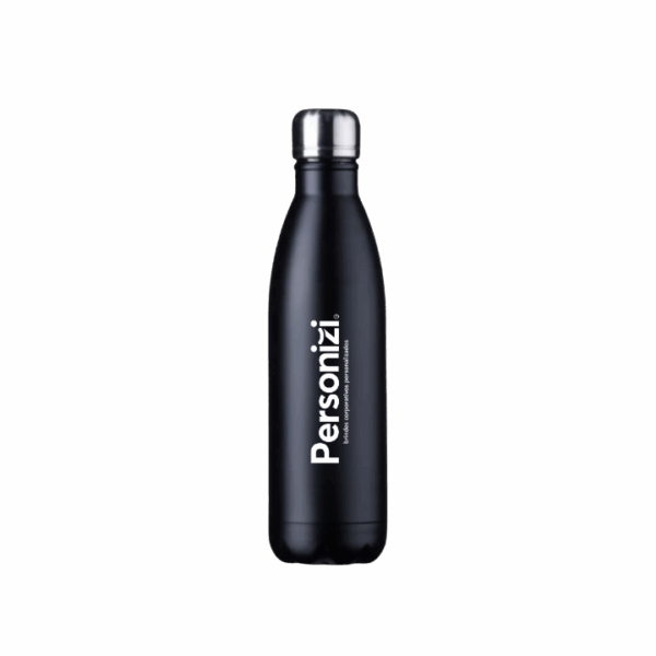 Garrafa térmica inox 500ml com personalização a laser. Brinde corporativo funcional e elegante para ações promocionais e eventos empresariais.