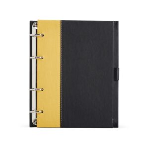 Caderno Fichário de Couro Sintético Personalizado - Amarelo