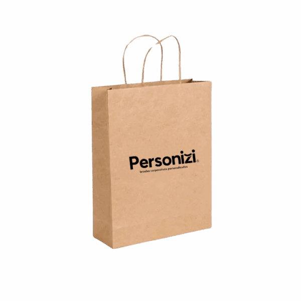 Sacola kraft 22x20cm delivery personalizada, ideal como brindes personalizados sustentáveis para embalagens, eventos e ações promocionais.