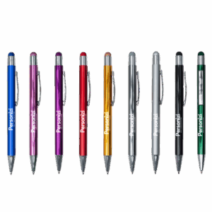 Caneta Touch Mod.4 em metal com logo. Brinde personalizado moderno e funcional para ações corporativas, eventos e kits institucionais.