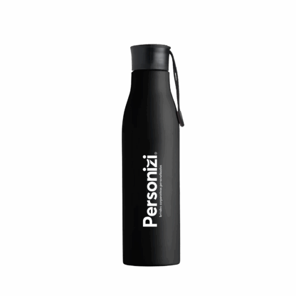 Garrafa inox 800ml personalizada com logo. Brinde resistente, funcional e elegante para ações promocionais e eventos corporativos.