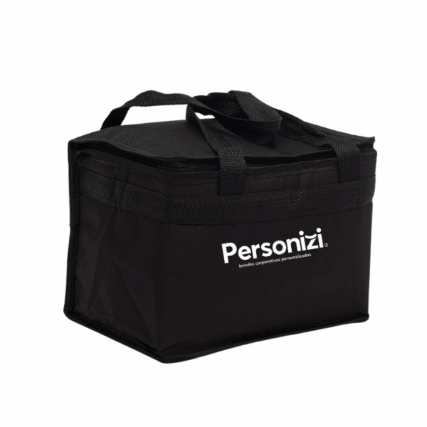 Bolsa térmica 13 litros em nylon personalizada, ideal como brindes personalizados funcionais para campanhas promocionais e ações corporativas.
