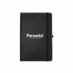 Caderneta 21x14cm em couro sintético com pauta, modelo 02, ideal como brindes personalizados corporativos para ações e eventos estratégicos.