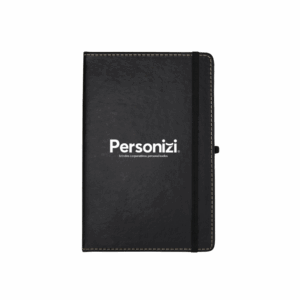 Caderneta 21x14cm em couro sintético com pauta, modelo 02, ideal como brindes personalizados corporativos para ações e eventos estratégicos.
