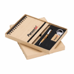 Kit executivo ecológico 3 peças ideal como brindes personalizados sustentáveis para ações promocionais e eventos corporativos.