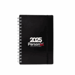 Agenda Diária 2025 Mod.1 com capa dura e personalização ideal para brindes corporativos e ações promocionais.