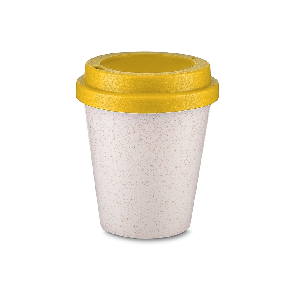 Copo Plástico e Fibra de Arroz 350ml Com Tampa Personalizado