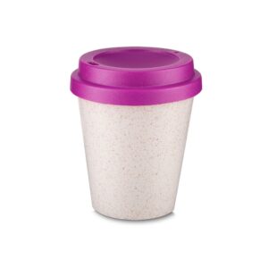 Copo Plástico e Fibra de Arroz 350ml Com Tampa Personalizado - Rosa