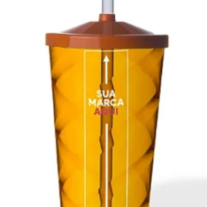Copo Twister Com Tampa e Canudo 500ml Personalizado - Amarelo