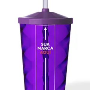 Copo Twister Com Tampa e Canudo 500ml Personalizado - Amarelo