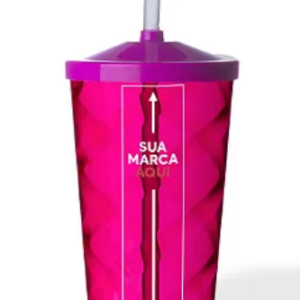 Copo Twister Com Tampa e Canudo 500ml Personalizado - Amarelo